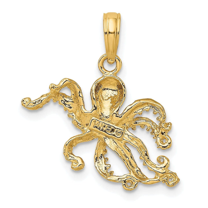 Lovely Rita's Pendants & Charms 14K Yellow Gold Textured Polished Finish Octopus Charm Pendant