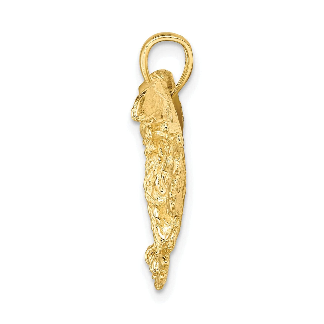 Lovely Rita's Pendants & Charms 14K Yellow Gold Textured Polished Finish Open Back Eagle Wings Spread Open Holding Branch Design Charm Pendant