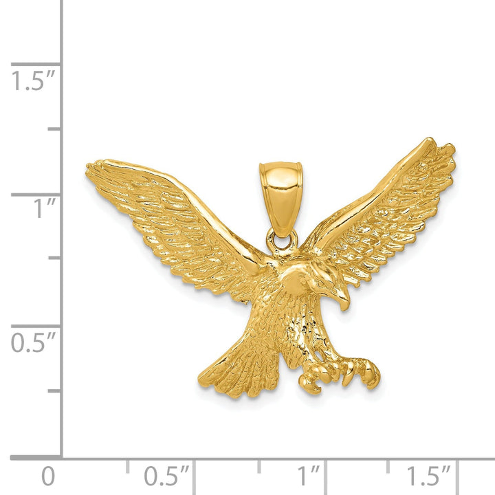 Lovely Rita's Pendants & Charms 14k Yellow Gold Textured Polished Finish Open Back Solid Mens Eagle Charm Pendant