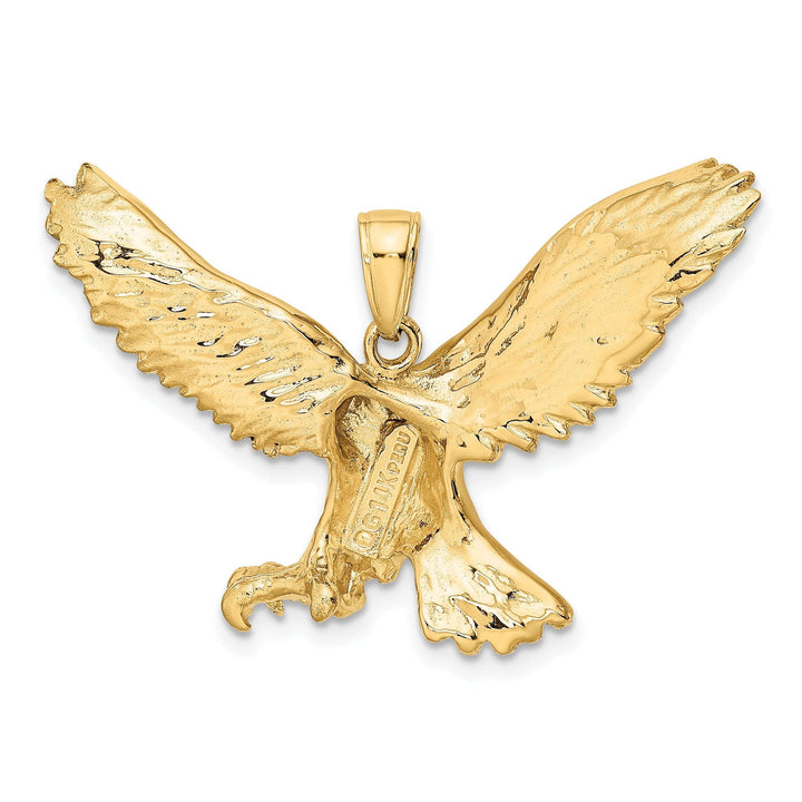 Lovely Rita's Pendants & Charms 14k Yellow Gold Textured Polished Finish Open Back Solid Mens Eagle Charm Pendant