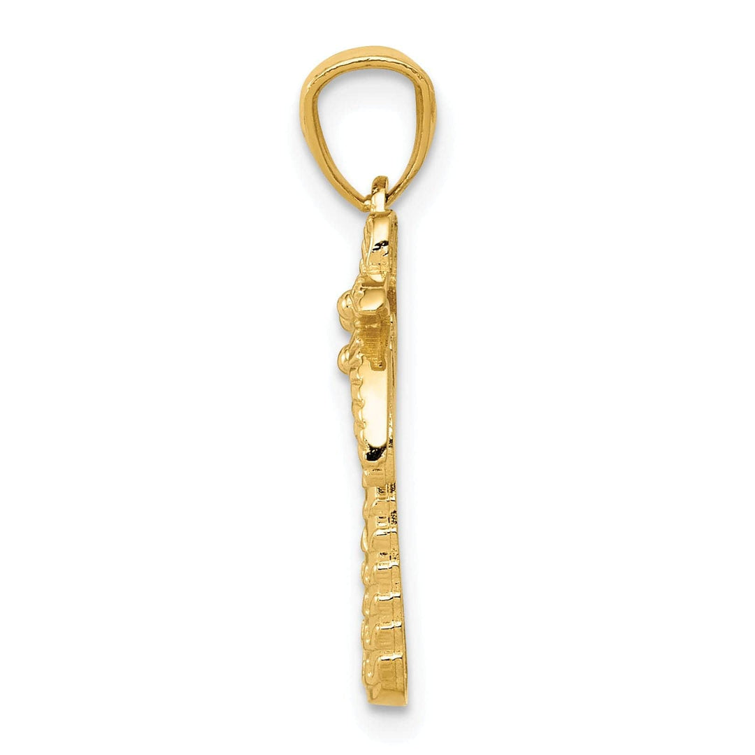 Lovely Rita's Pendants & Charms 14k Yellow Gold Textured Polished Finish Open Back Solid Palm Tree Charm Pendant