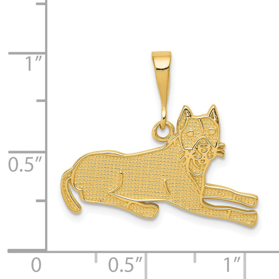 Lovely Rita's Pendants & Charms 14k Yellow Gold Textured Polished Finish Pit Bull Dog Charm Pendant