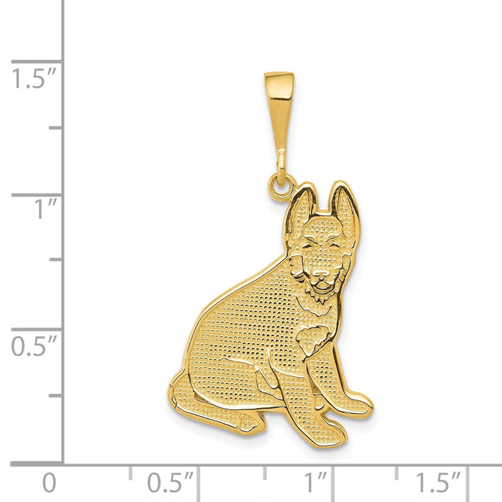 Lovely Rita's Pendants & Charms 14k Yellow Gold Textured Polished Finish Pit German Shepherd Charm Pendant