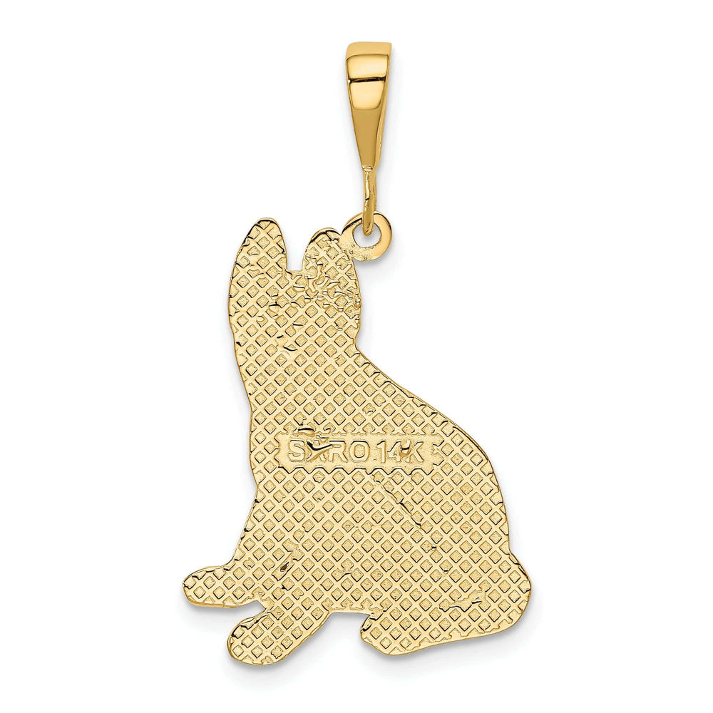 Lovely Rita's Pendants & Charms 14k Yellow Gold Textured Polished Finish Pit German Shepherd Charm Pendant
