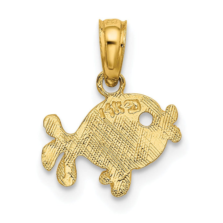 Lovely Rita's Pendants & Charms 14K Yellow Gold Textured Polished Finish Playful Fish Design Charm Pendant