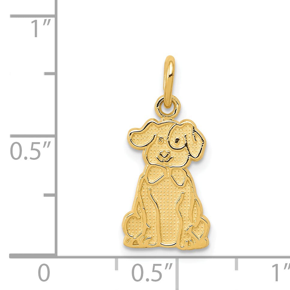 Lovely Rita's Pendants & Charms 14k Yellow Gold Textured Polished Finish Puppy Charm Pendant
