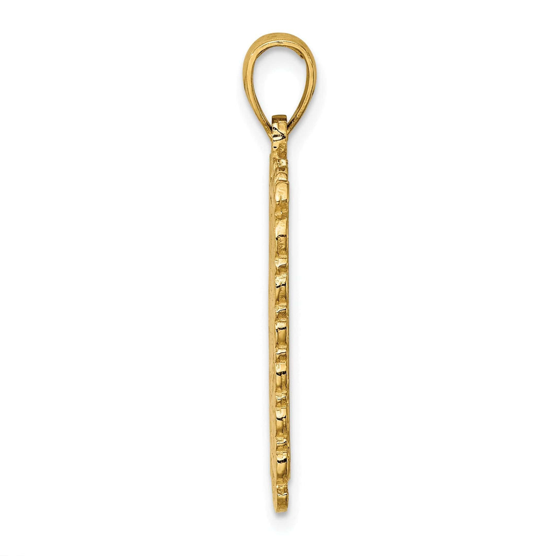Lovely Rita's Pendants & Charms 14K Yellow Gold Textured Polished Finish Queen Playing Card Design Charm Pendant