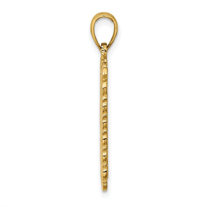 Lovely Rita's Pendants & Charms 14K Yellow Gold Textured Polished Finish Queen Playing Card Design Charm Pendant