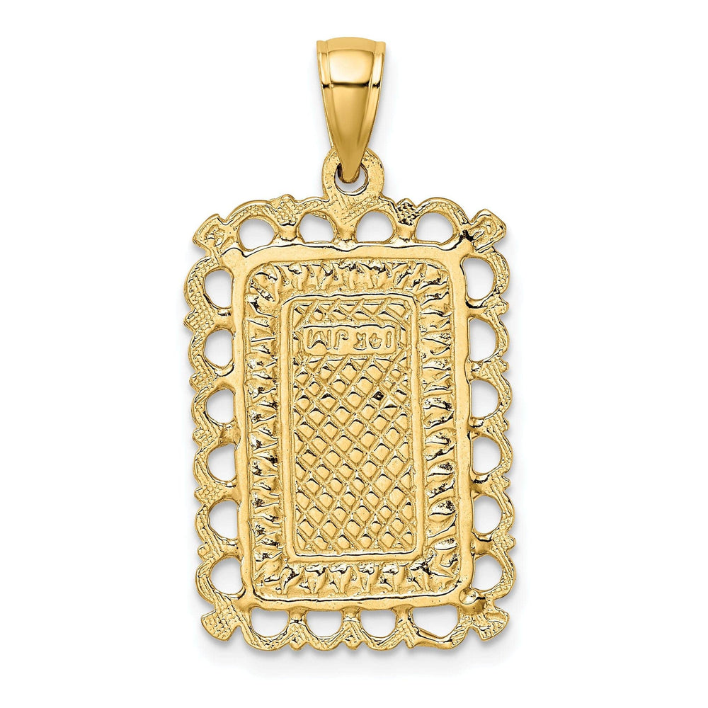 Lovely Rita's Pendants & Charms 14K Yellow Gold Textured Polished Finish Queen Playing Card Design Charm Pendant