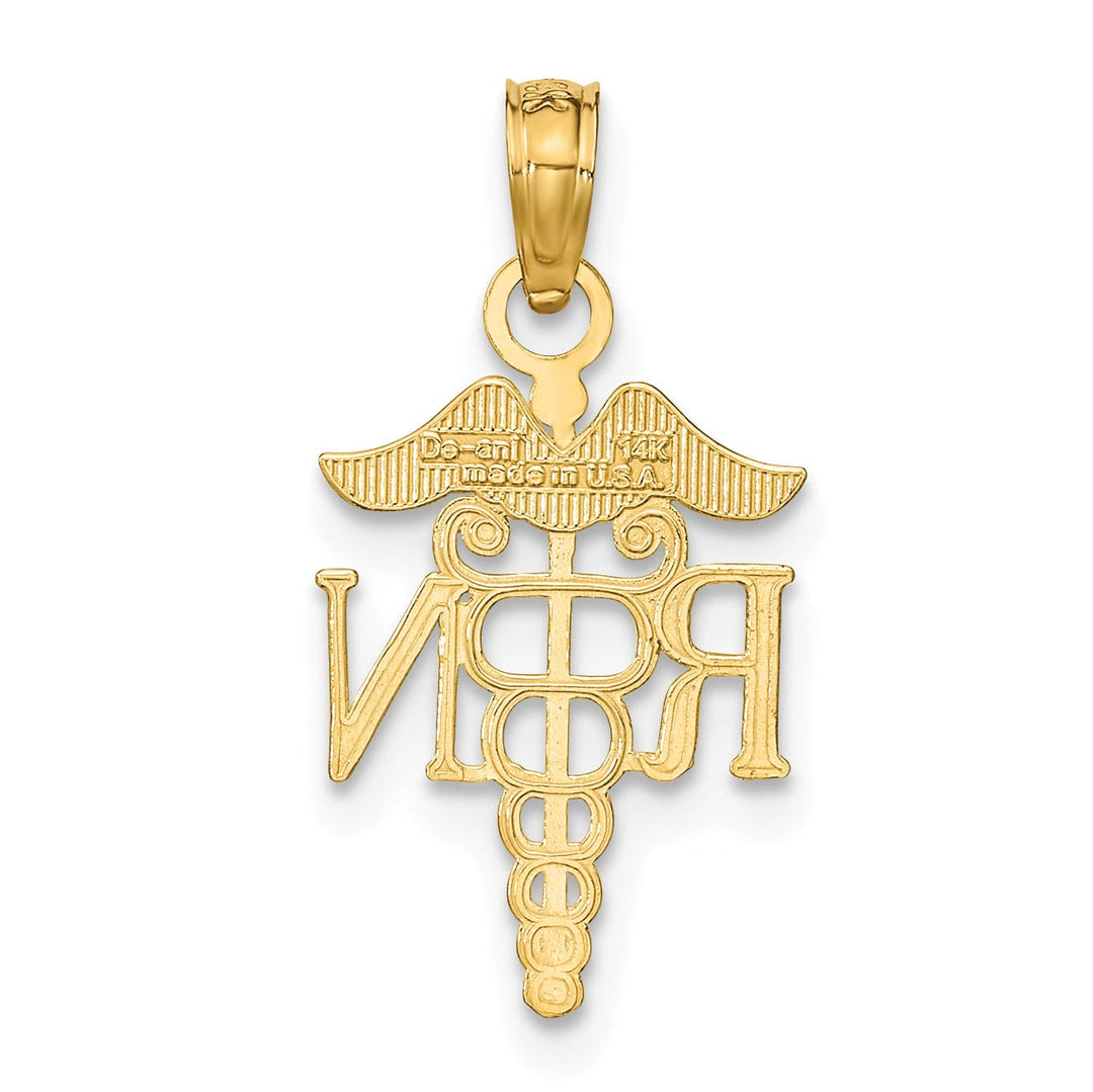 Lovely Rita's Pendants & Charms 14k Yellow Gold Textured Polished Finish R.N Charm Pendant
