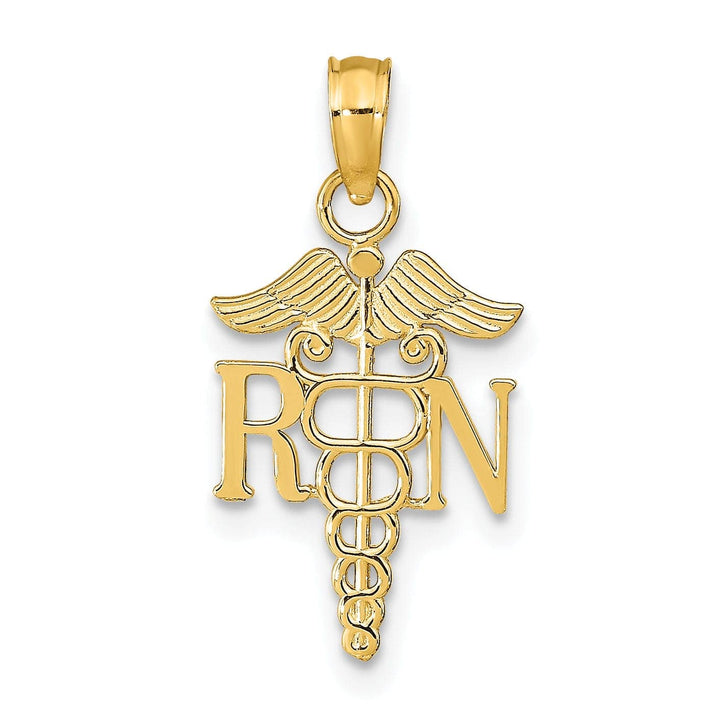 Lovely Rita's Pendants & Charms 14k Yellow Gold Textured Polished Finish R.N Charm Pendant