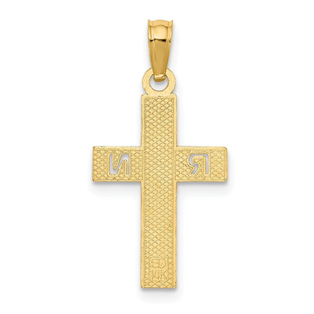 Lovely Rita's Pendants & Charms 14k Yellow Gold Textured Polished Finish R.N Cross Design Charm Pendant