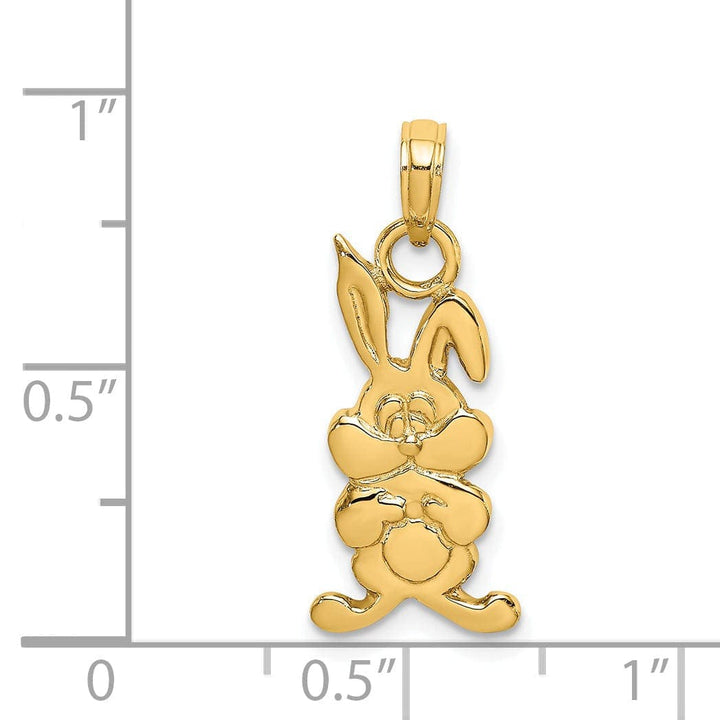 Lovely Rita's Pendants & Charms 14K Yellow Gold Textured Polished Finish Rabbit Charm Pendant