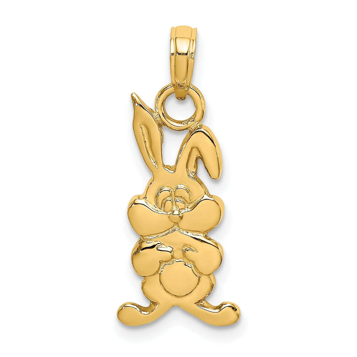 Lovely Rita's Pendants & Charms 14K Yellow Gold Textured Polished Finish Rabbit Charm Pendant