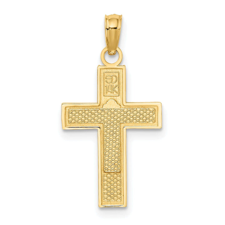 Lovely Rita's Pendants & Charms 14K Yellow Gold Textured Polished Finish RN Caduceus Cross Charm Pendant
