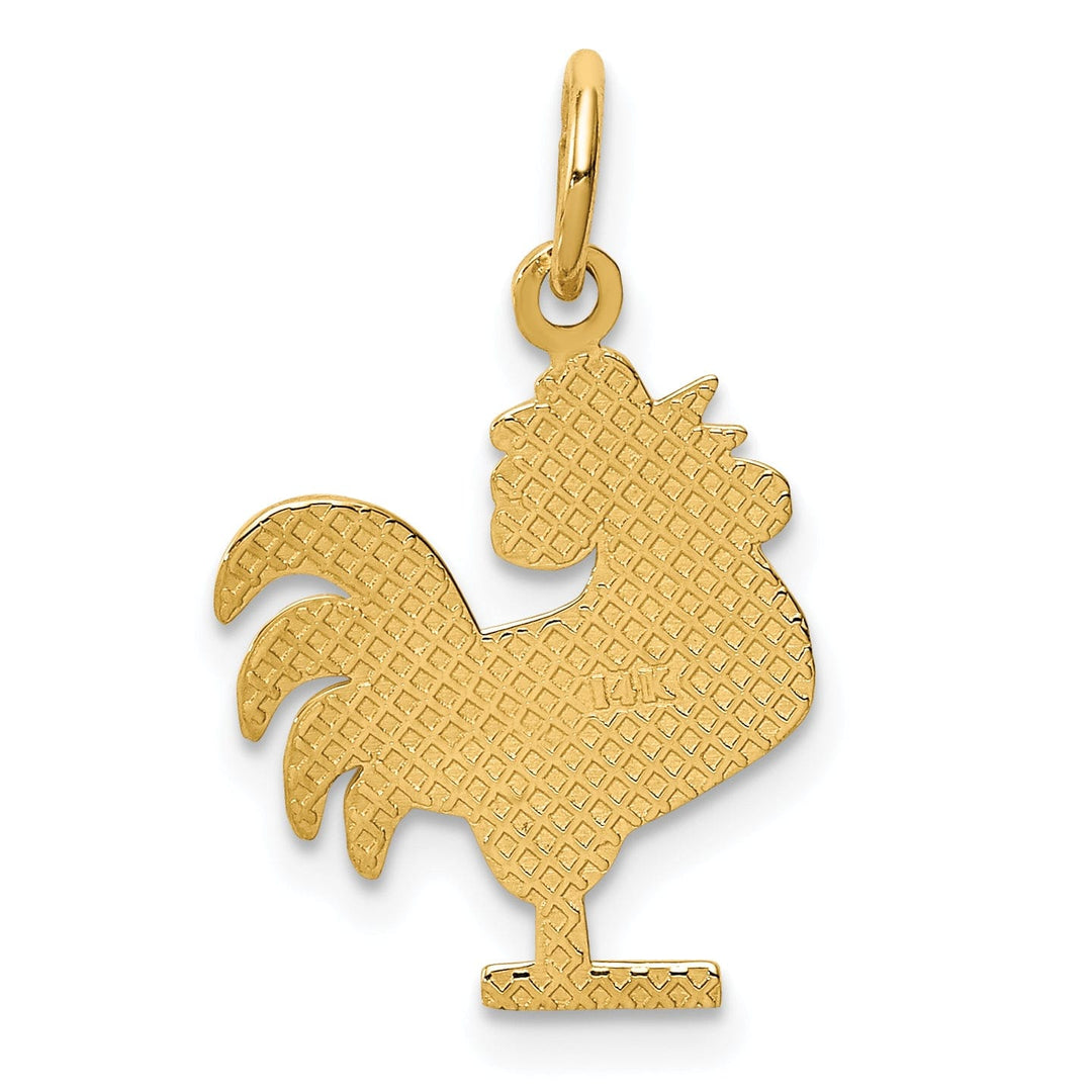 Lovely Rita's Pendants & Charms 14k Yellow Gold Textured Polished Finish Rooster Charm Pendant