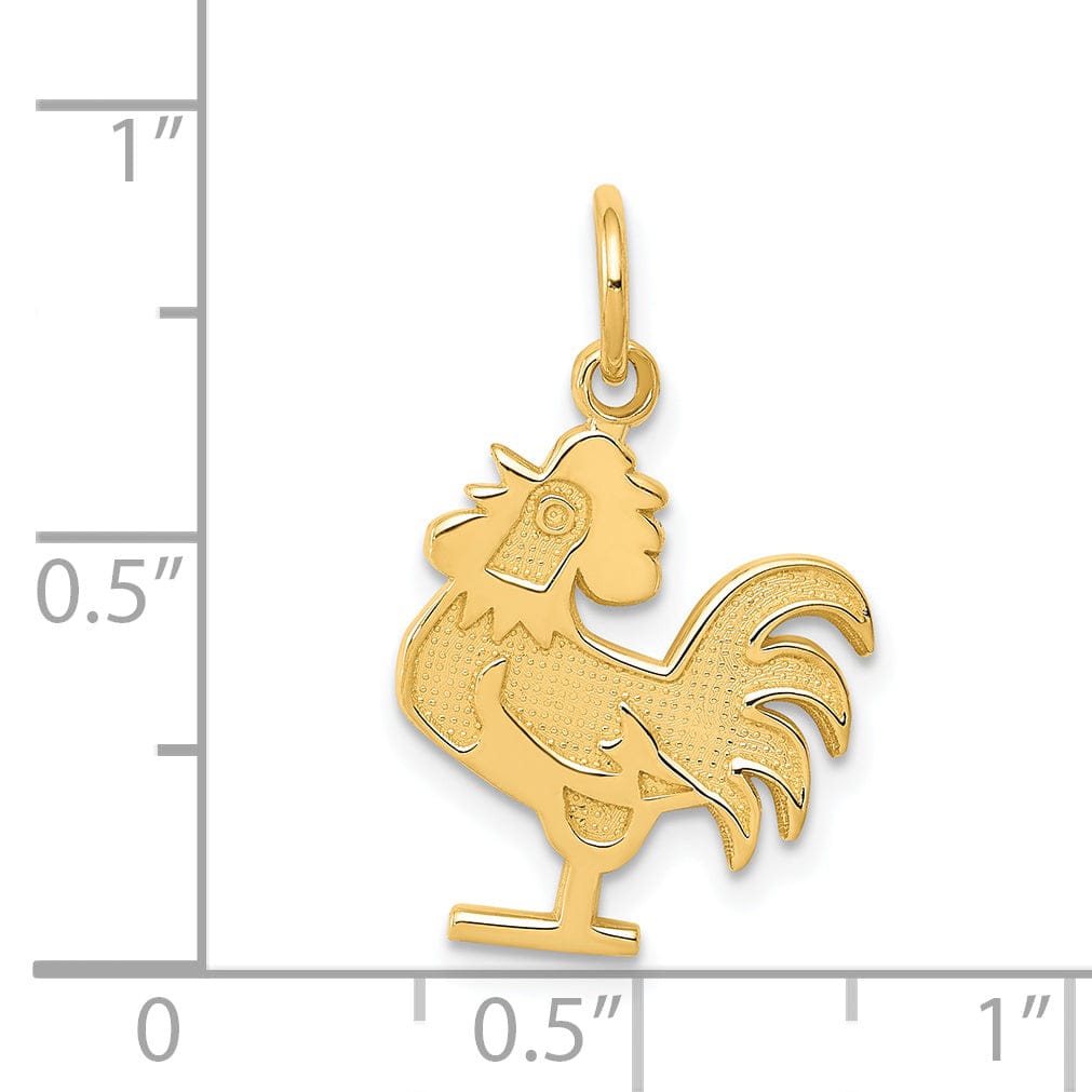 Lovely Rita's Pendants & Charms 14k Yellow Gold Textured Polished Finish Rooster Charm Pendant