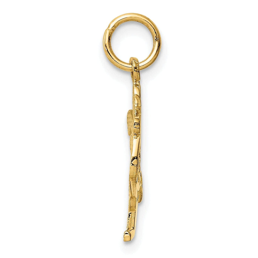 Lovely Rita's Pendants & Charms 14k Yellow Gold Textured Polished Finish Rooster Charm Pendant