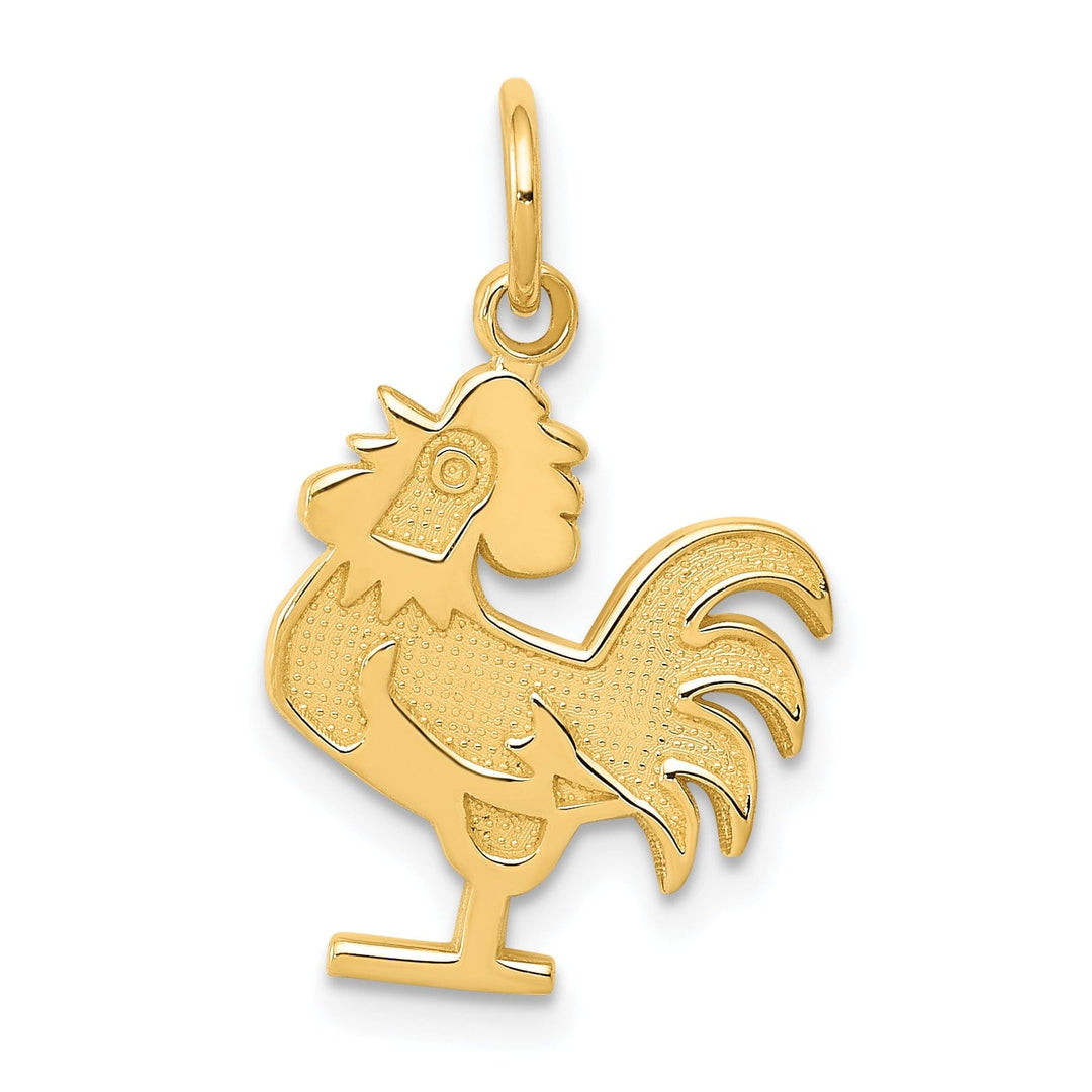 Lovely Rita's Pendants & Charms 14k Yellow Gold Textured Polished Finish Rooster Charm Pendant