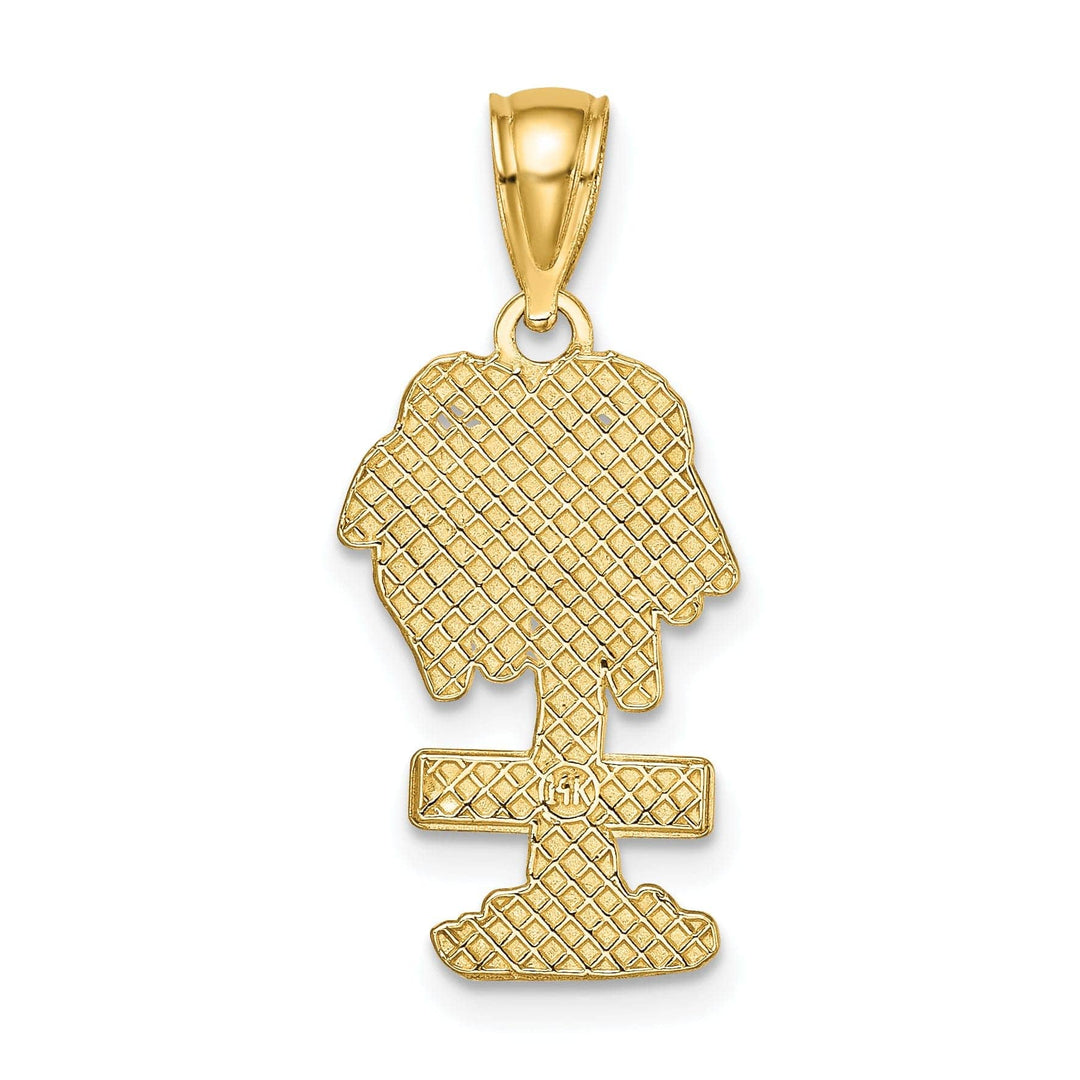 Lovely Rita's Pendants & Charms 14K Yellow Gold Textured Polished Finish Saint THOMAS Under Palm Tree Charm Pendant