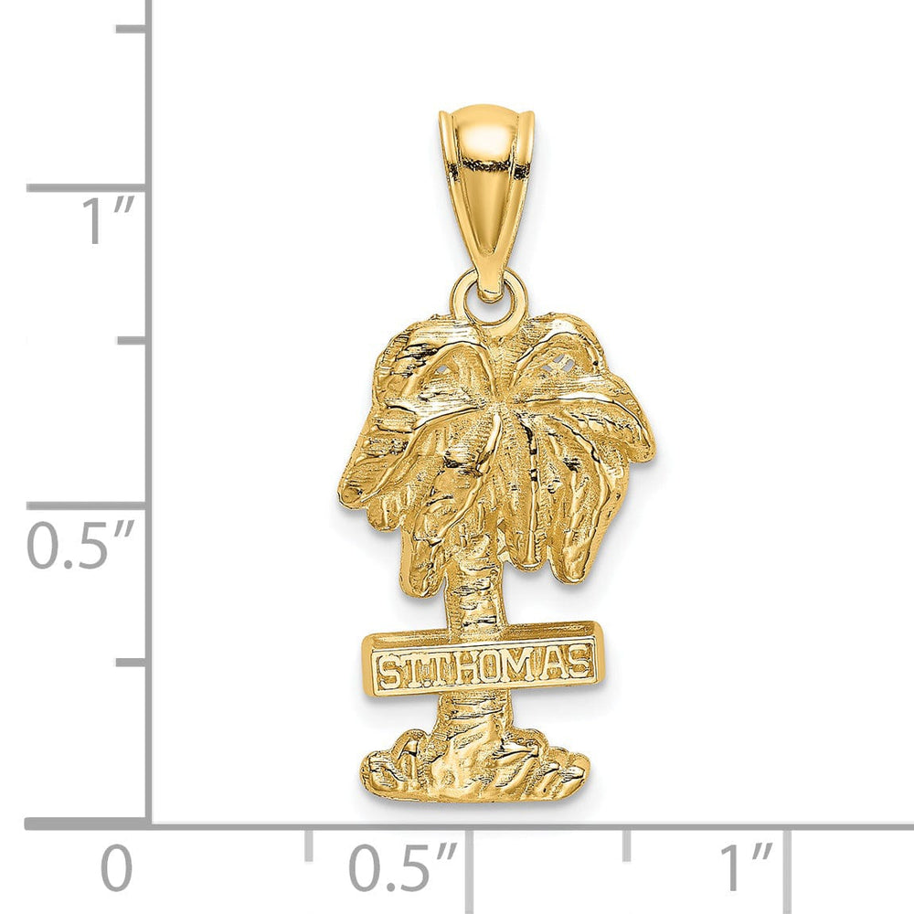 Lovely Rita's Pendants & Charms 14K Yellow Gold Textured Polished Finish Saint THOMAS Under Palm Tree Charm Pendant