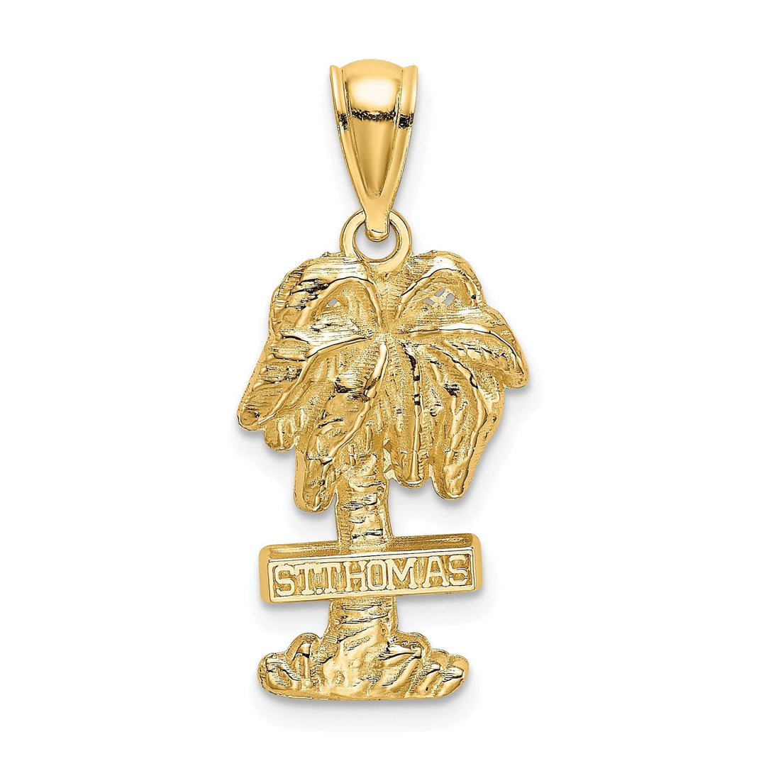 Lovely Rita's Pendants & Charms 14K Yellow Gold Textured Polished Finish Saint THOMAS Under Palm Tree Charm Pendant