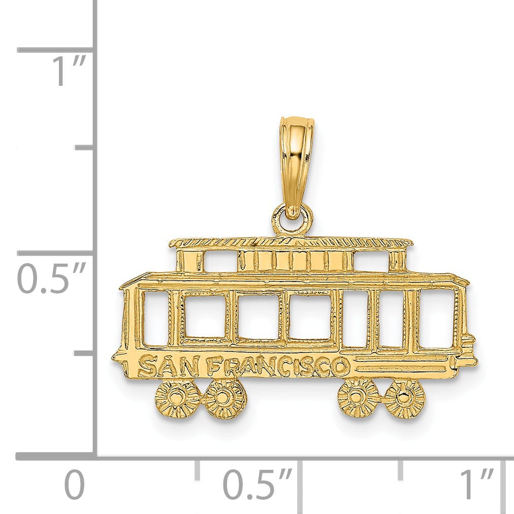 Lovely Rita's Pendants & Charms 14k Yellow Gold Textured Polished Finish SAN FRANCISCO  Cable Car Design Charm Pendant