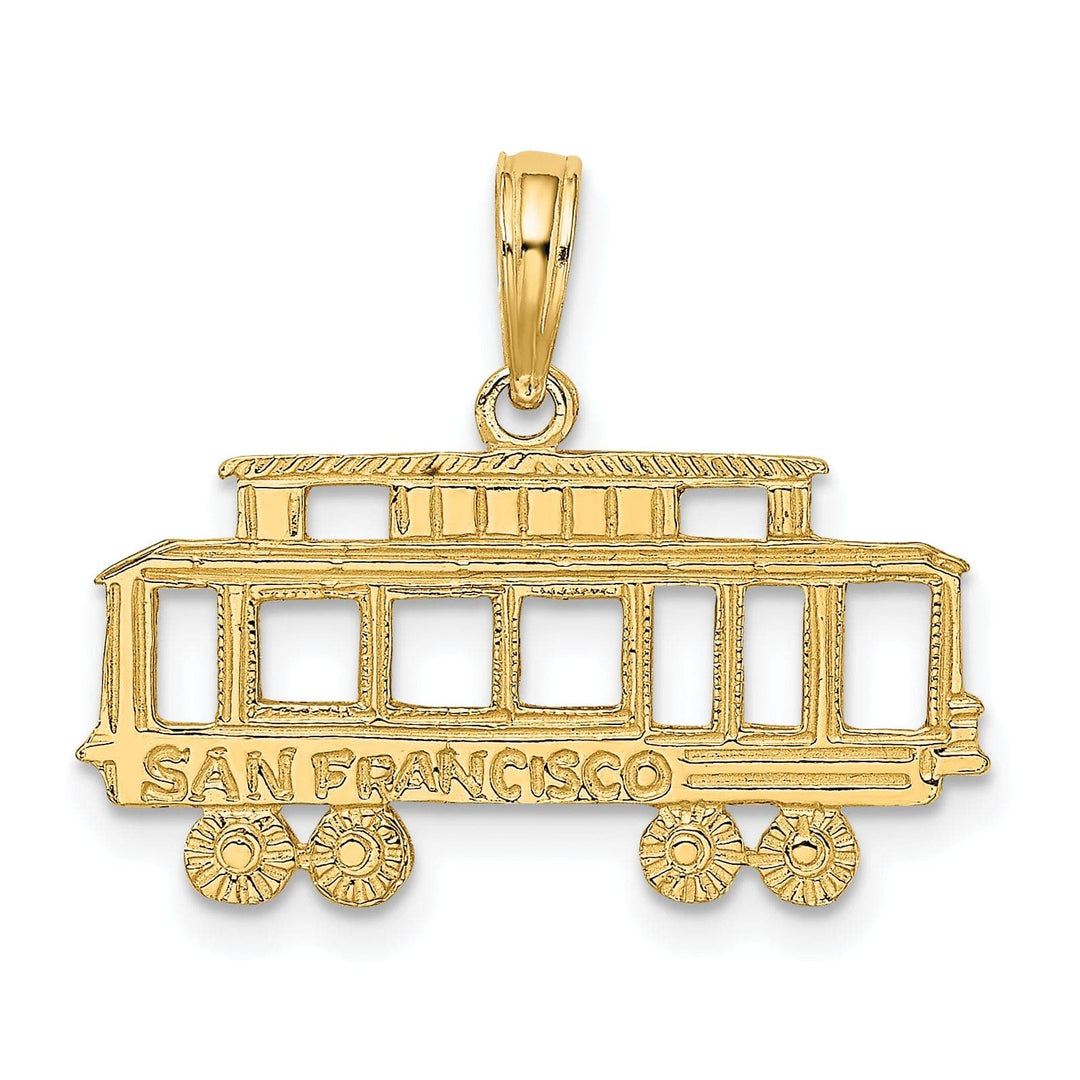 Lovely Rita's Pendants & Charms 14k Yellow Gold Textured Polished Finish SAN FRANCISCO  Cable Car Design Charm Pendant