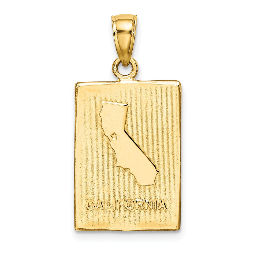 Lovely Rita's Pendants & Charms 14K Yellow Gold Textured Polished Finish SAN FRANCISCO with Bridge & Trolley Car Design Reversible Charm Pendant