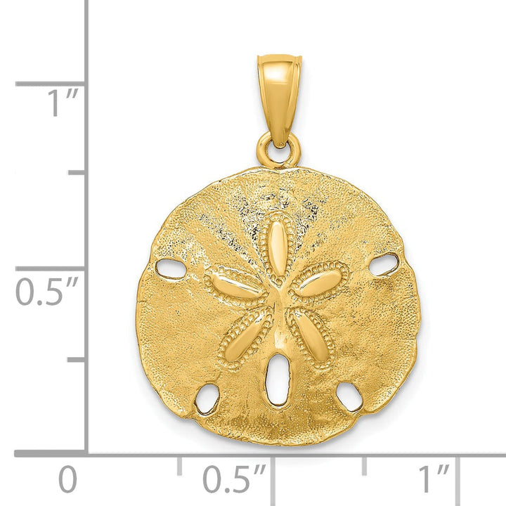Lovely Rita's Pendants & Charms 14k Yellow Gold Textured Polished Finish Sand Dollar Charm Pendant