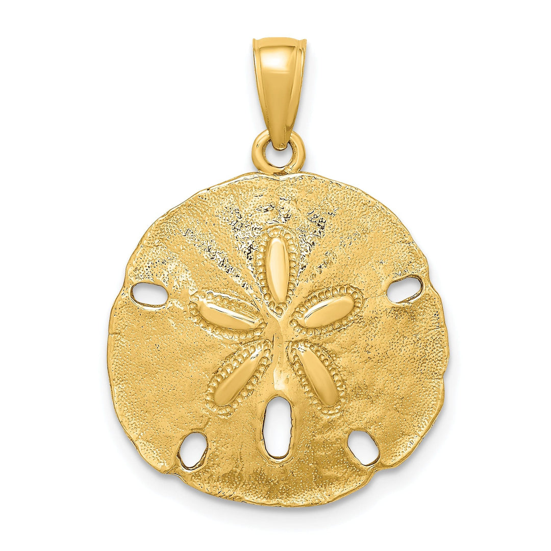 Lovely Rita's Pendants & Charms 14k Yellow Gold Textured Polished Finish Sand Dollar Charm Pendant
