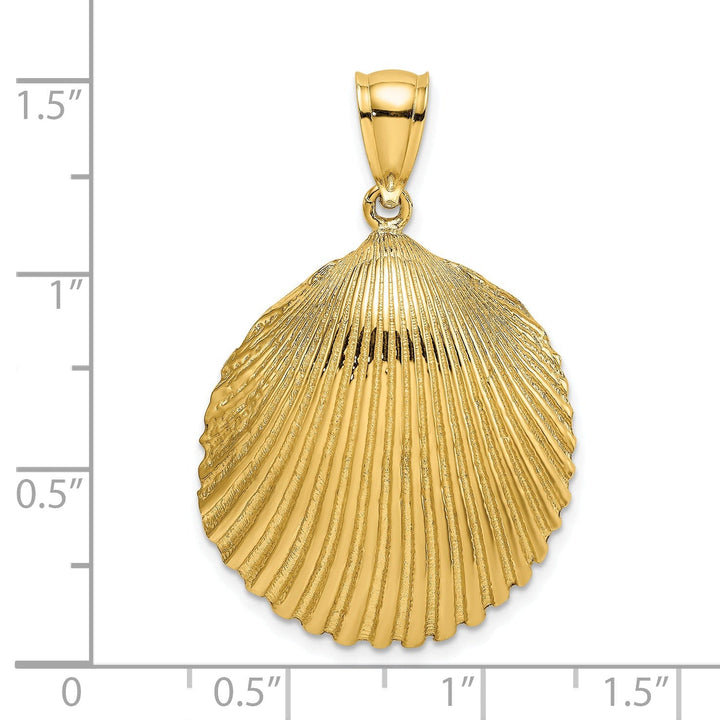 Lovely Rita's Pendants & Charms 14K Yellow Gold Textured Polished Finish Scallop Shell Charm Pendant