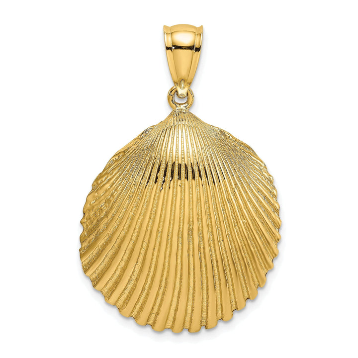 Lovely Rita's Pendants & Charms 14K Yellow Gold Textured Polished Finish Scallop Shell Charm Pendant