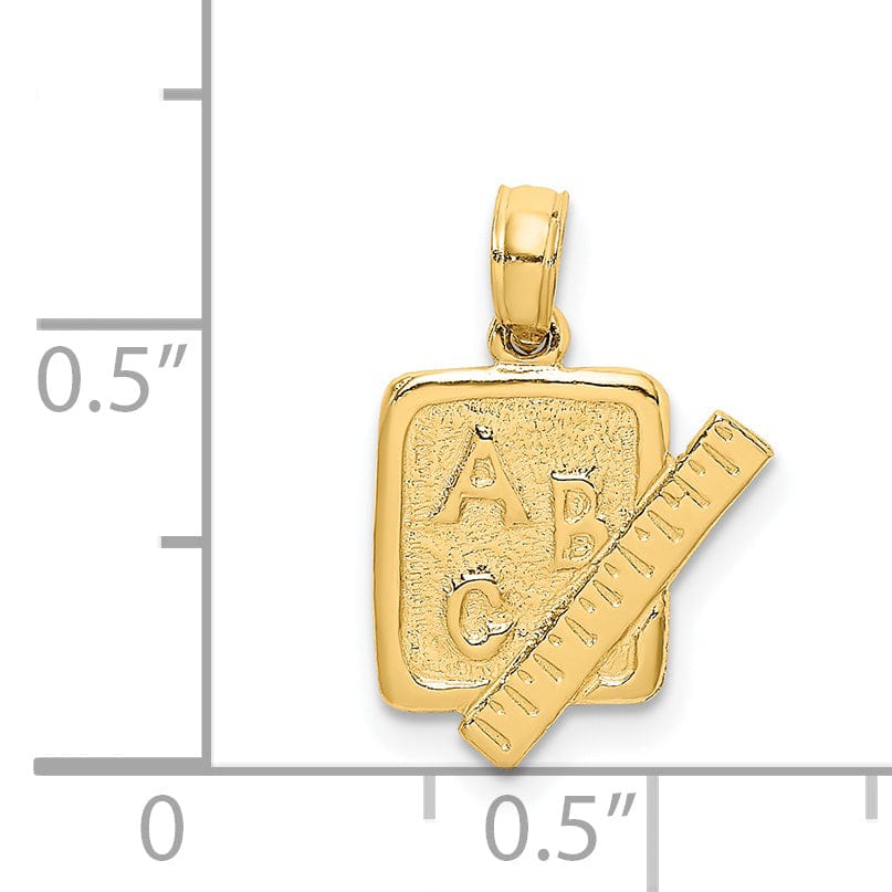 Lovely Rita's Pendants & Charms 14K Yellow Gold Textured Polished Finish School Book and Ruler Design Charm Pendant