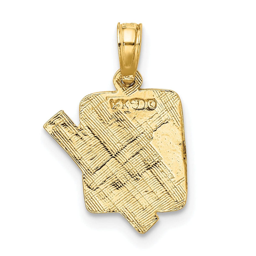 Lovely Rita's Pendants & Charms 14K Yellow Gold Textured Polished Finish School Book and Ruler Design Charm Pendant