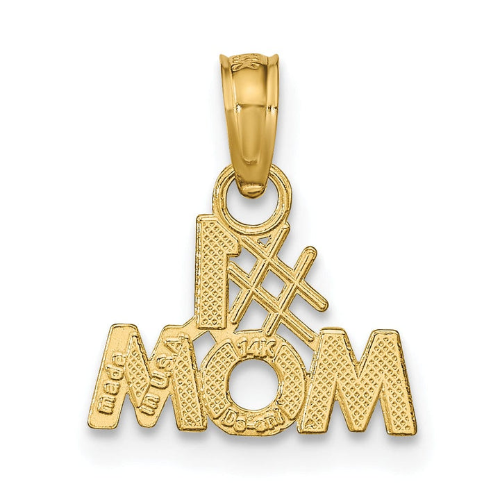 Lovely Rita's Pendants & Charms 14K Yellow Gold Textured Polished Finish Script #1 MOM Charm Pendant