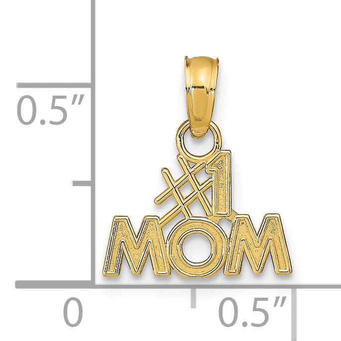 Lovely Rita's Pendants & Charms 14K Yellow Gold Textured Polished Finish Script #1 MOM Charm Pendant