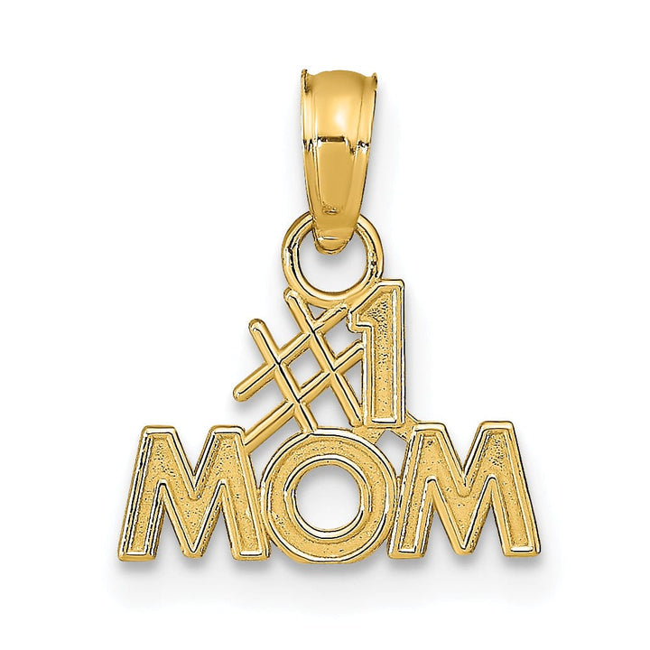 Lovely Rita's Pendants & Charms 14K Yellow Gold Textured Polished Finish Script #1 MOM Charm Pendant