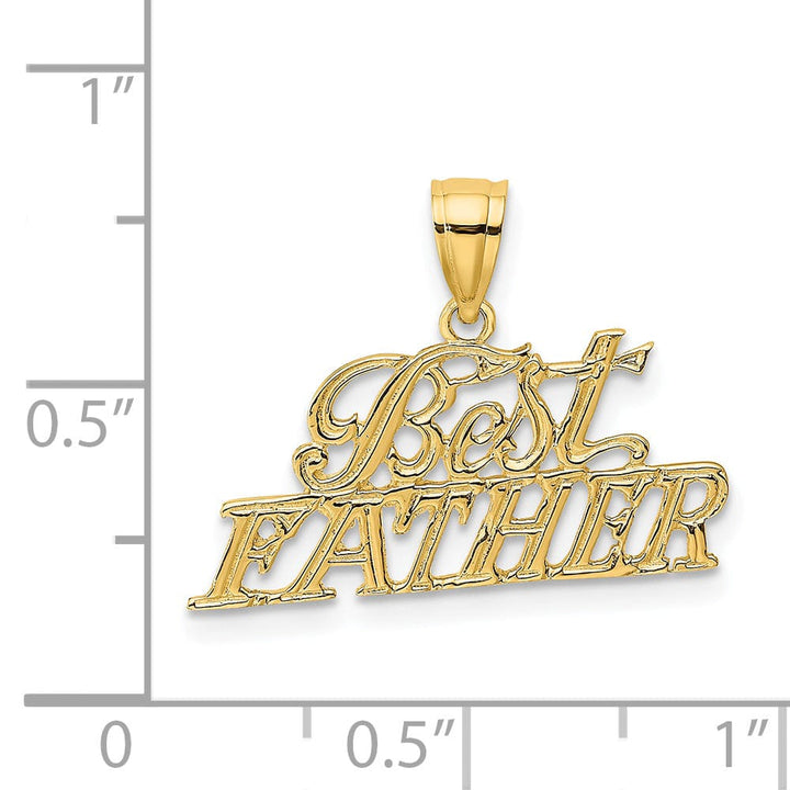 Lovely Rita's Pendants & Charms 14k Yellow Gold Textured Polished Finish Script BEST FATHER Charm Pendant