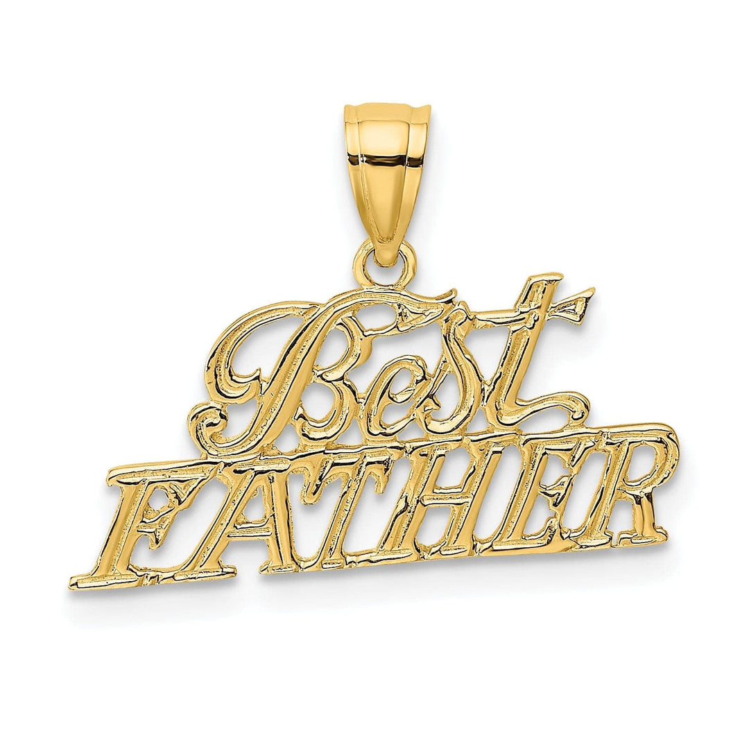 Lovely Rita's Pendants & Charms 14k Yellow Gold Textured Polished Finish Script BEST FATHER Charm Pendant