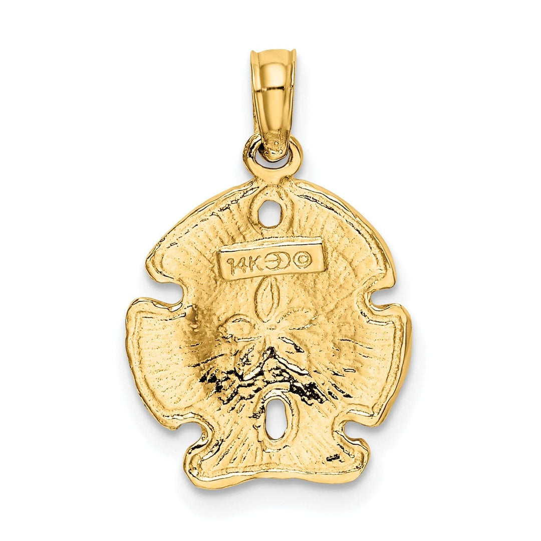 Lovely Rita's Pendants & Charms 14K Yellow Gold Textured Polished Finish Sea Sand Dollar Charm Pendant