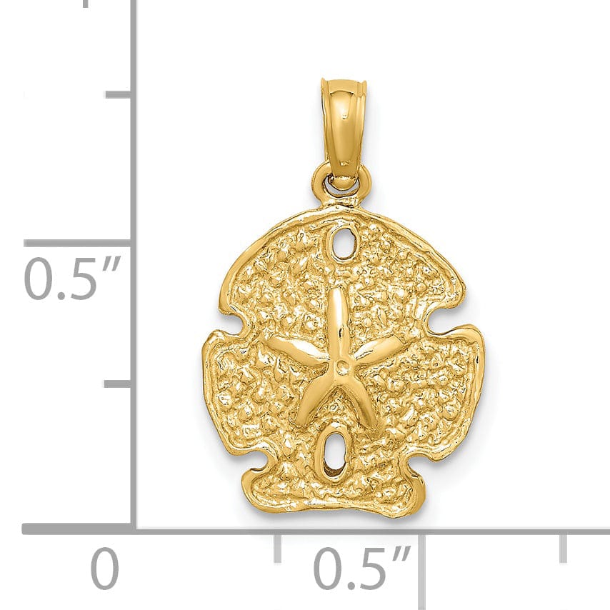 Lovely Rita's Pendants & Charms 14K Yellow Gold Textured Polished Finish Sea Sand Dollar Charm Pendant