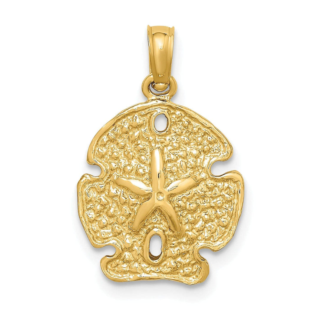 Lovely Rita's Pendants & Charms 14K Yellow Gold Textured Polished Finish Sea Sand Dollar Charm Pendant