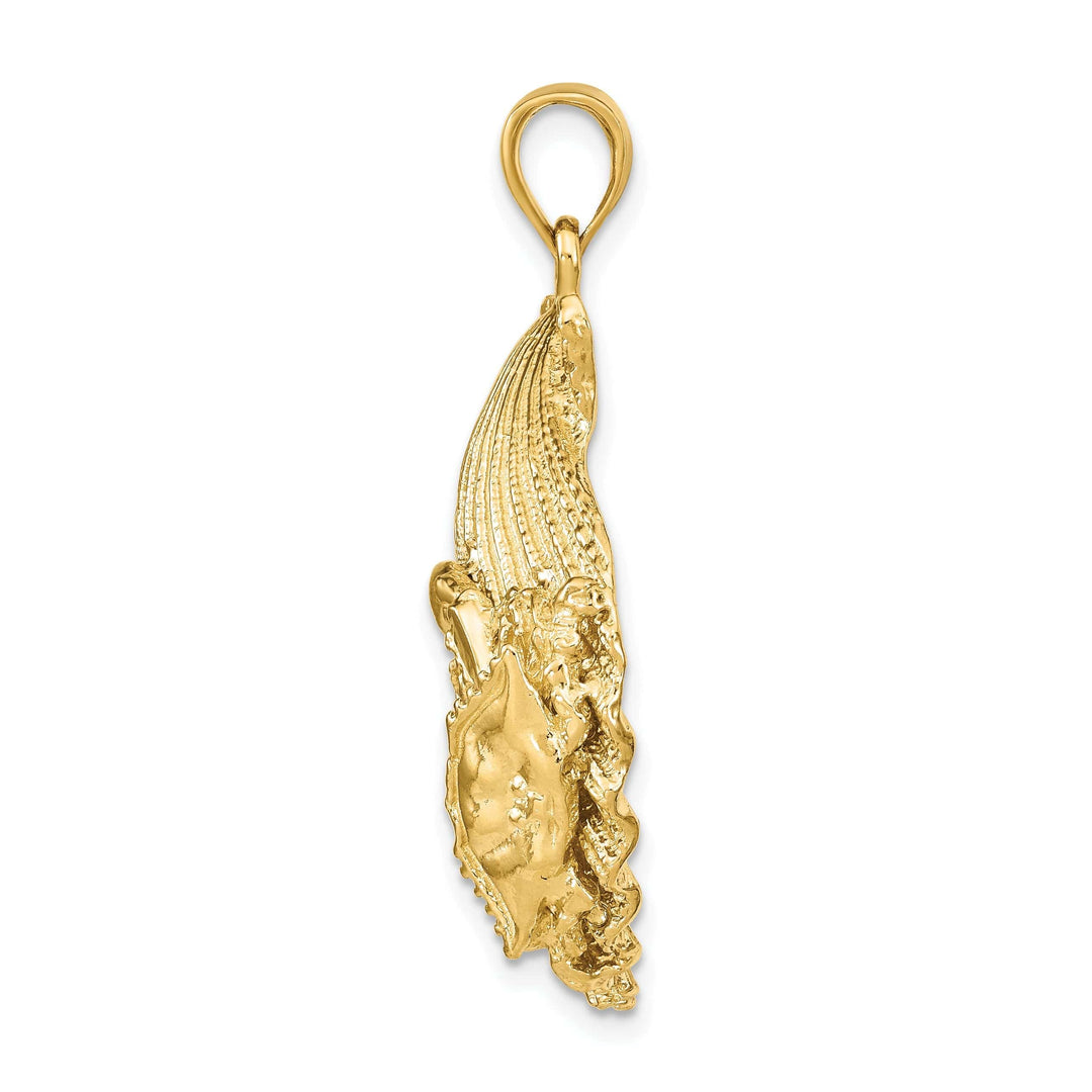 Lovely Rita's Pendants & Charms 14k Yellow Gold Textured Polished Finish Sea Scallop Shell with CrabDesign Charm Pendant