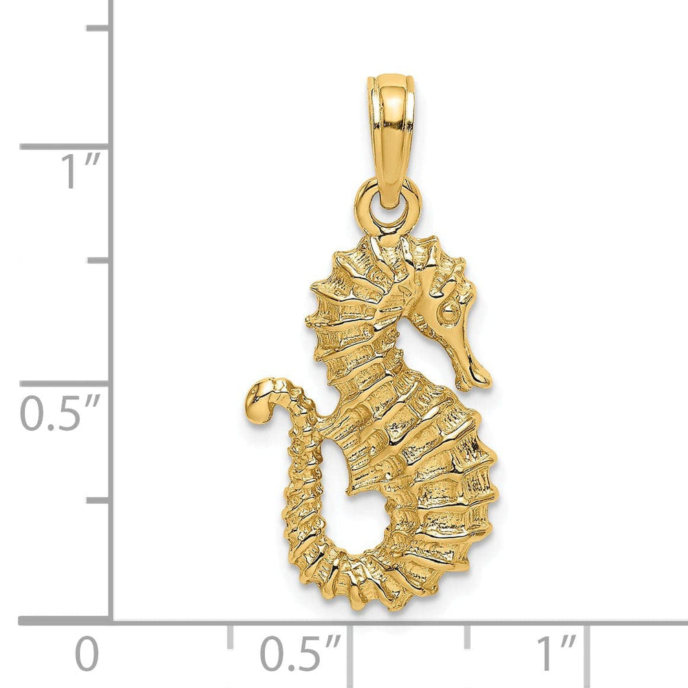 Lovely Rita's Pendants & Charms 14k Yellow Gold Textured Polished Finish Seahorse Charm Pendant