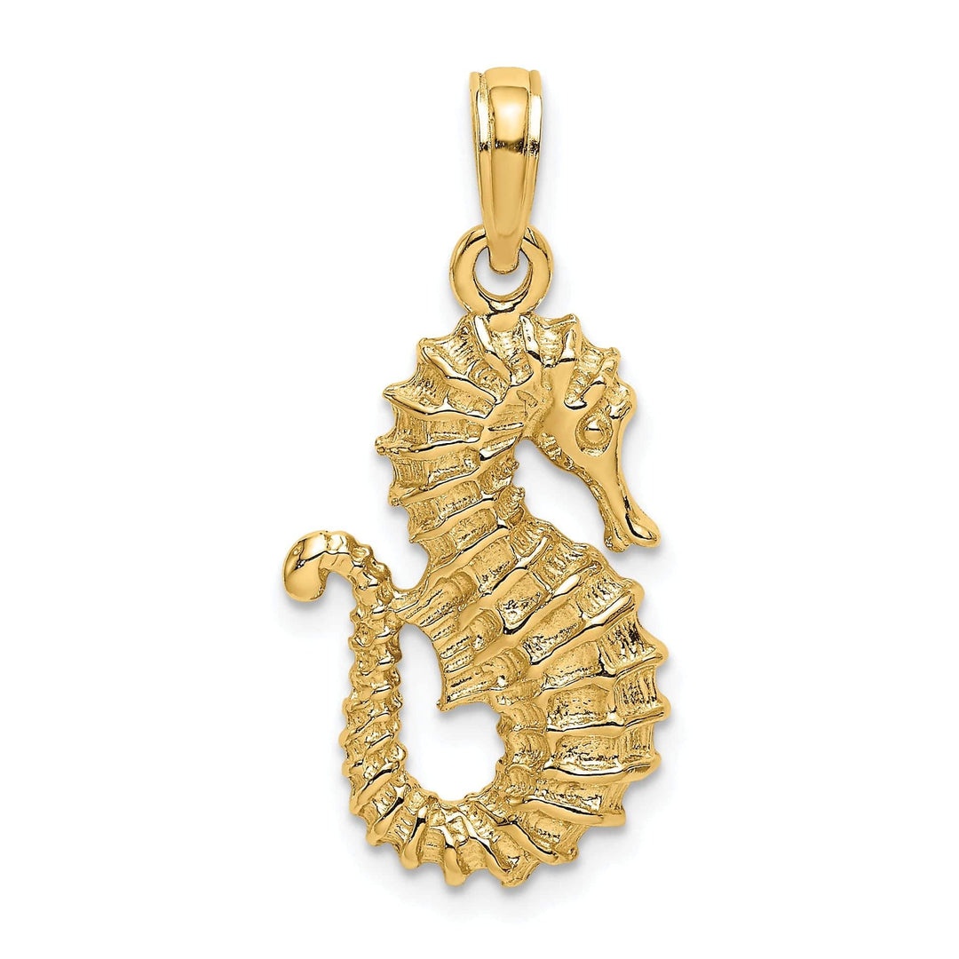 Lovely Rita's Pendants & Charms 14k Yellow Gold Textured Polished Finish Seahorse Charm Pendant