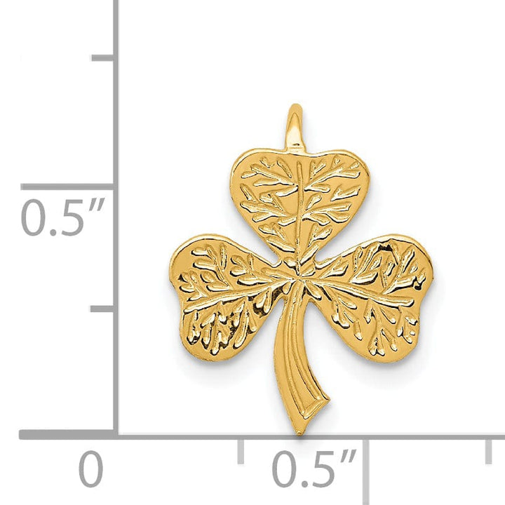 Lovely Rita's Pendants & Charms 14k Yellow Gold Textured Polished Finish Shamrock Design Chain Slide Pendant