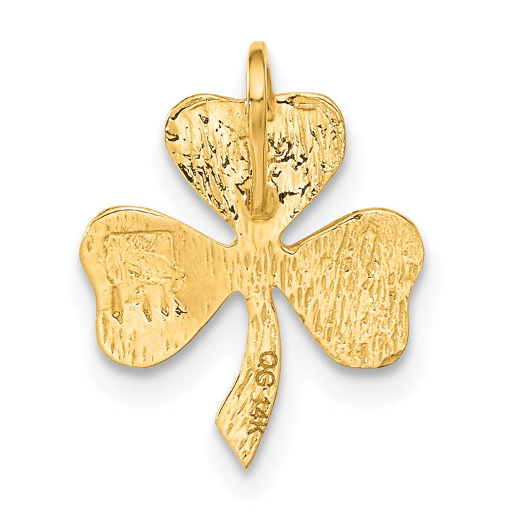 Lovely Rita's Pendants & Charms 14k Yellow Gold Textured Polished Finish Shamrock Design Chain Slide Pendant
