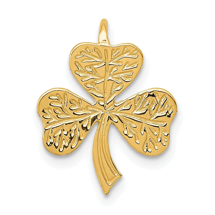 Lovely Rita's Pendants & Charms 14k Yellow Gold Textured Polished Finish Shamrock Design Chain Slide Pendant