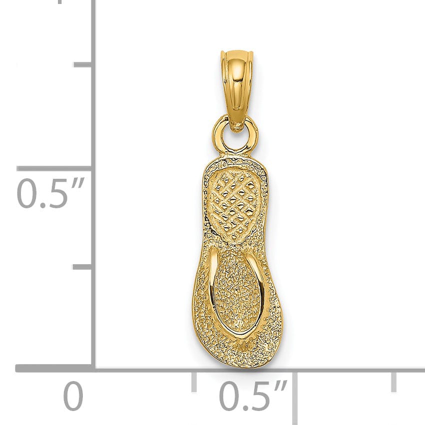 Lovely Rita's Pendants & Charms 14K Yellow Gold Textured Polished Finish Single Flip-Flop Sandle with Strap Charm Pendant